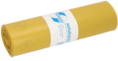 DEISS PREMIUM Bin Bags Refuse Sacks 60 µm 70 Litres, Yellow