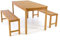 Divero 3 teilige Sitzgruppe BORKUM - 1 Tisch + 2 Bänke aus Teak-Holz, behandelt – Farbe: Braun