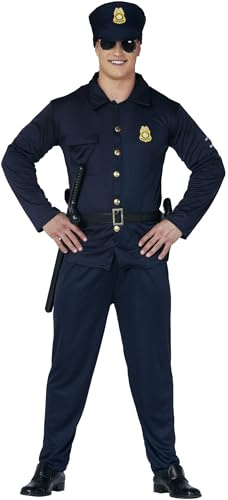 FIESTAS GUIRCA | Polizei Kostüm für Erwachsene - Hemd, Gürtel, Mütze und Hose - Agenten Uniform für Halloween, Karneval und Kostümpartys - Ideal für Herren