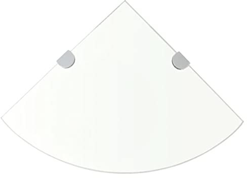 vidaXL Eckregal mit Halterungen Glasboden Glasplatte Glas Transparent 25 x 25 cm