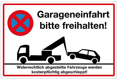 WANDKINGS Hinweisaufkleber für den Innen- und Außenbereich - Garageneinfahrt freihalten! - 20x15 cm - Aufkleber ohne Schild