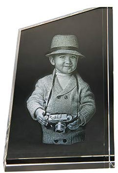 Gravure Photo Cristal 3D Tower M Personnalisé dans Bloc De Verre -Dimension 140X97X45 mm