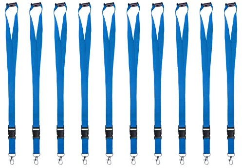 Karteo Schlüsselband hellblau mit Karabinerhaken und Sicherheitsverschluss [50 Stück] Lanyard mit Schnalle für Kartenhüllen Kartenhalter und Ausweise