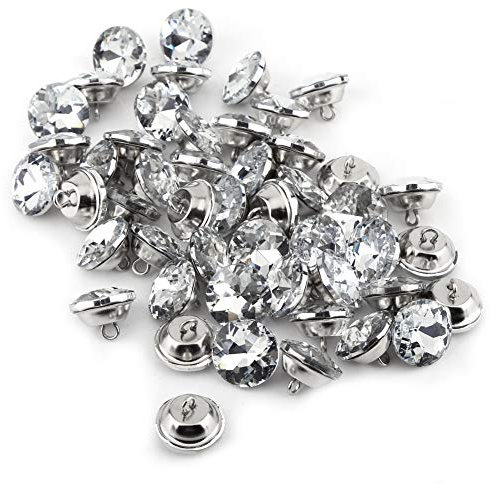 50pc Acryl Kristall Knöpfe rund mit Metallschlaufe zum Nähen, Kleidung, Sofa Polster, Scrapbooking, Wand-Dekor, Kunsthandwerk, Schmuckherstellung, Stricken(25mm)