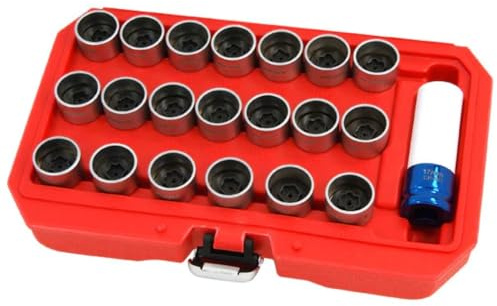 Neilsen CT4991 21pc Locking Wheel Nut Key Set for compatible with BMW Vehicles, Special Shape Keys 041–060 with 1/2in Dr Alloy Wheel Socket