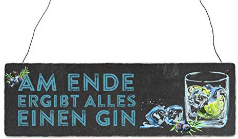Interluxe Holzschild - Am Ende ergibt Alles einen Gin - Schild als Geschenk oder Dekoration für Cocktailbar, Party, Minibar, Hausbar