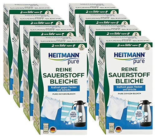 HEITMANN pure Reine Sauerstoffbleiche: Ökologisches Bleichmittel, hohe Waschkraft gegen Flecken & Schmutz, 8x 350g