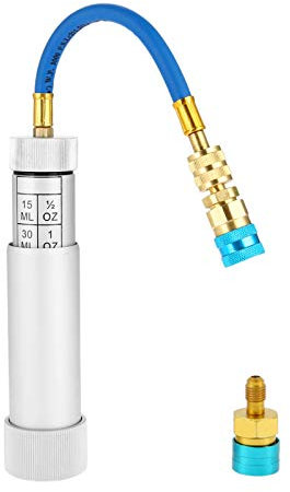 Aupoko AC-Öl-Injektor-Set, R134A Öl-Einspritzdüsen mit R1234YF Niederseiten-Schnellkupplung, HVAC-Farbstoff-Öl-Injektor mit 6,35 mm SAE-Anschluss, für R134A R22 R12 R1234YF Kältemittelsystem