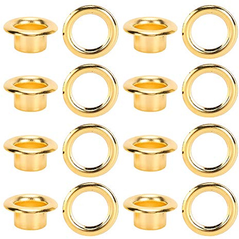 200Pcs 6mm Zapatos Ojal Agujero hueco Remache Ojales Ojales de metal Zapatos Ropa DIY Accesorios de cuero de latón hecho a mano de oro