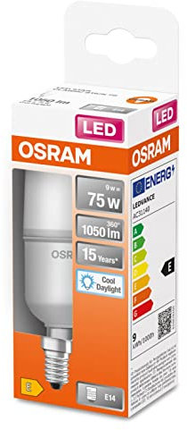 OSRAM LED Star Classic STICK, matte LED-Lampe in Stabform für E14 Sockel, Tageslichtweiß (6500K), 1050 Lumen, Ersatz für herkömmliche 75W-Glühbirnen, 1er-Pack, Cool Daylight