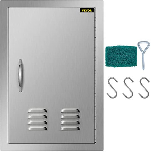 BuoQua Puerta de Barbacoa al Aire Libre Puerta de Acceso Vertical de 14 x 20 Pulgadas para Barbacoa con Rejilla de Acceso único Puerta de Acero Inoxidable para Cocina al Aire Libre