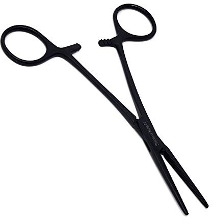 Pinze di bloccaggio emostatiche per peli di orecchie e naso, per cani e animali domestici, 14 cm, dritte, colore nero