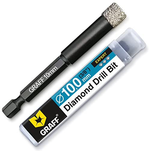 GRAFF Foret Diamant Carrelage 10mm – Foret Diamant pour Carrelage Grès Cérame Céramique Pierre – Mèche Carrelage avec Changement Rapide Tige Hexagonale – Trépan Diamant E 6.3