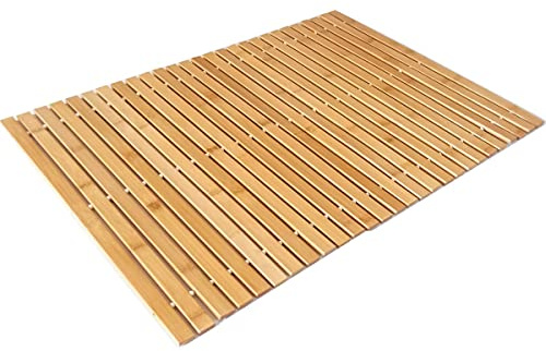HJJKKH Badematte Rayon aus Bambus gewonnene, Faltbare Bodendusche Badematte für Badezimmer, Badewanne, Dusche, Sauna, Whirlpool