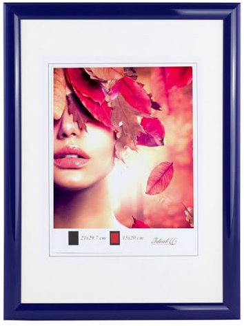 IDEAL TREND Moderner Bilderrahmen mit echtem Glas für wertvolle Erinnerungen Bilder Foto Rahmen mit abgerundetem Profil: Farbe: Blau | Format: 50x50