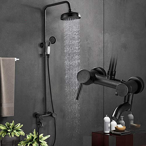 Wieoc Robinet De Douche Baignoire Système De Douche Bronze Noir Douche De Pluie 3 voies Chaud Froid Mitigeur Mitigeur Robinet De Baignoire Pivotant-TYPE A