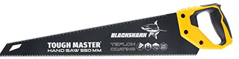 TOUGH MASTER Professional Wood Saw 550mm, Woodworking Hand Saw with Ruler Markings for Pruning & Cutting Wood, Plastic, PVC Pipes, Razor Sharp Blade, 7TPI Comfortable Non-Slip Handle