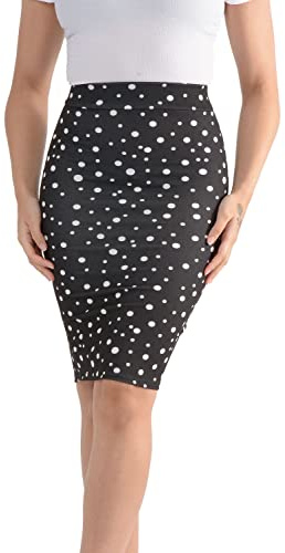 Oh! Pretty Women's Black Knee Length Elasticated Waist Pencil Skirt UK Size 64cm