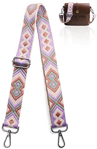 Taschengurt Bunter Schultergurt Tragegurt Breite 3.8cm Längenverstellbarer 75-135 cm für Schultertasche Tragetaschen,Silver Clasp,Violett