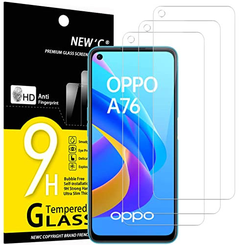 NEW'C 3 Stück für Oppo A76 für Panzerglas, Frei von Kratzern, 9H Härte, HD Displayschutzfolie, 0.33mm Ultra-klar, Ultrabeständig
