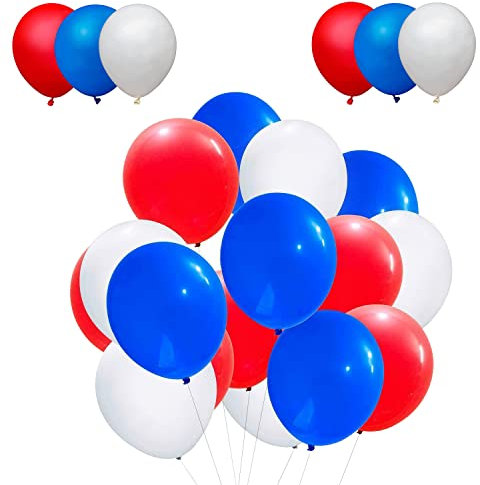 Weddecor 25 Stück Luftballons zum Queen Platinum Jubilee 2022, 30,5 cm, Latex-Luftballons in Rot, Weiß und Blau