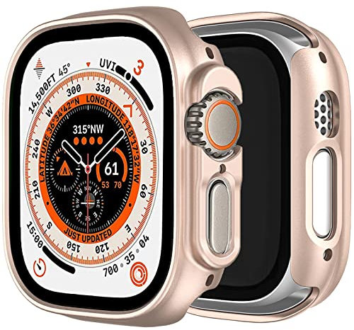 Miimall Compatible avec Apple Watch Ultra 2/Ultra 49mm Coque Protection en PC, Anti-Choc Anti-Rayure Coque Protecteur Étui pour Apple Watch Ultra 2, Ultra 2 (Or Rose)