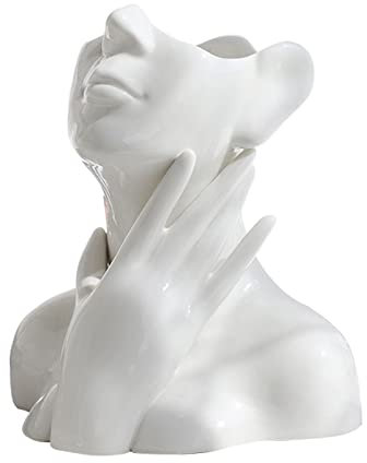 CDIYTOOL Keramik-Gesichtsvase, weiße Blumenvase für Dekoration, weibliche Form, Kopf, Halbkörper-Büste, Vasen, Minimalismus, dekorative moderne Blumenvase im nordischen Stil (C)