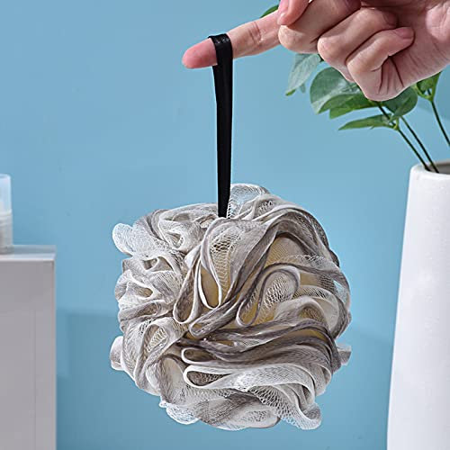 Wilitto Éponge de douche, grande fleur de bain, avec n'importe quel gel douche ou savon, exfolie la peau et nettoie les pores de la peau, fournitures de salle de bain gris