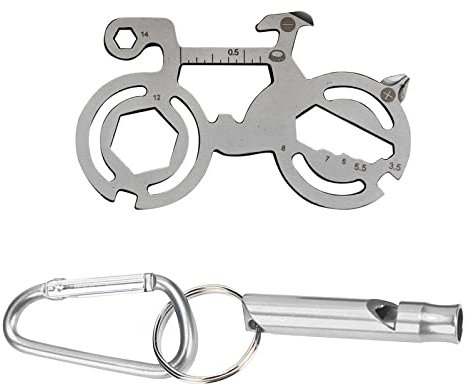 TONAUP Mini Multitool Fahrrad, 12-in-1 Fahrrad Werkzeug mit Aluminiumpfeifen und Edelstahlgriff, für Mountainbikes, Wandern, Camping