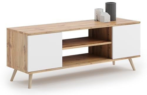 KOBI Mueble de TV Focus | Mesa de TV Estilo escandinavo | Mueble de televisión Estilo escandinavo | Muebles de TV para Sala de Estar | Mesa para TV | Armario Inferior RTV | Mueble para TV