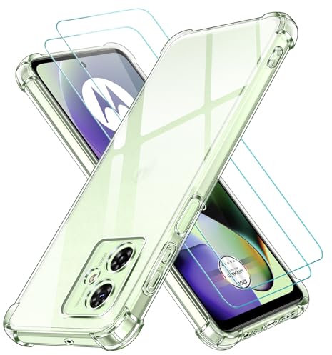 ivoler 3 in 1 Funda para Motorola Moto G54 5G / Moto G64 5G con 2 Piezas Cristal Templado, Transparente Carcasa Protectora Antigolpes Case, Suave TPU Silicona Anti-Choques Caso