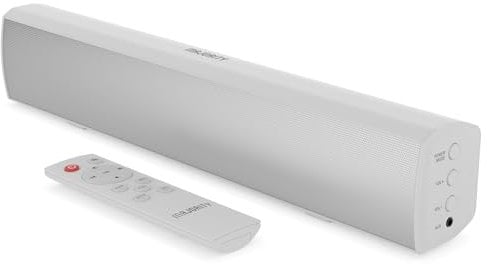 MAJORITY Bowfell Barra de Sonido TV | Bluetooth Barras de Sonido PC | 50W 2.0 Estéreo Altavoces TV | 39cm Soundbar | Altavoz Sound Bar Inalambrico Optico,USB, AUX | Mando a Distancia Incluido (Blanco)