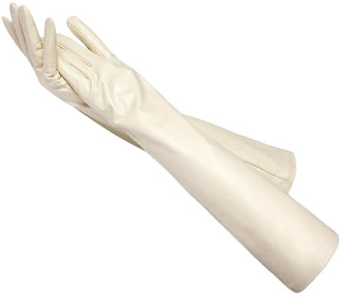 HEAITHpool 50 cm Lange Lederhandschuhe Damen Lederhandschuhe Warme Damen Winterhandschuhe Einfache Damenhandschuhe Light beige M