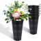 vensovo 12 Inch Galvanized Metal Vases for Flowers - 6 Pcs Farmhouse Decorative Tall Flower Bucket with Handles, Rustic French Tin Planter Buckets for Wedding Decor (Black)