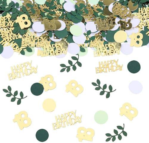 GoldRock Konfetti 18 Geburtstag Deko Grün,200 Stk Tischdeko 18 Geburtstag,Streudeko Geburtstag 18 Happy Birthday Confetti,Deko 18. Geburtstag Junge Mädchen,18. Geburtstag Deko Tisch,18 Jahre Tischdeko