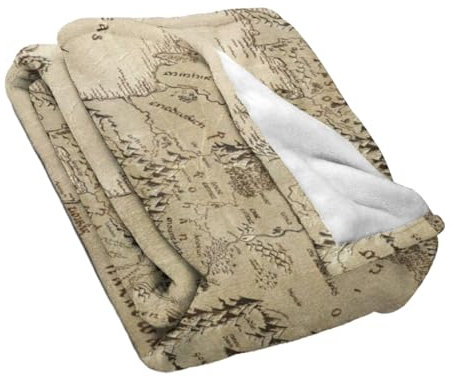 WUUISDNX Faltenresistente Mittelerde Karte im Herr der Ringe Stil Decke für einen gepflegten Look, warme und gemütliche weiche Micro Fleece Decke