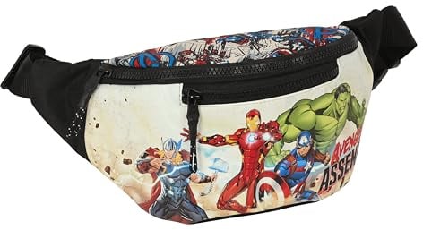 Safta Avengers Forever – Waist Bag with External Pocket, Ideal for Youth and Children of Different Ages, Comfortable and Versatile, Quality and Resistance, 23 x 9 x 12 cm, Multi-Coloured,
