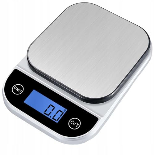 LTC Küchenwaage LTC WG115 - Äußerst präzise - Genauigkeit bis 0,1 g - Maßeinheiten g/ml/fl:oz/lb:oz - Silbergrau - 210mm x 155mm x 29mm