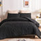 ALEjon Geometrisches Plissee-Bettbezugs-Set - Luxe Mikrofaser-Bettwäsche-Ensemble, 3-teilig, schwarz, 200X230cm