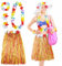 Aomig Jupe Hawaïenne, Déguisement Hawaïen Accessoires 60cm Jupe Hawaïenne en Paille avec Taille Élastique en Herbe Hula, Fournitures de Fête d'Été Parfaites à Hawaii Aloha Beach(Couleur)