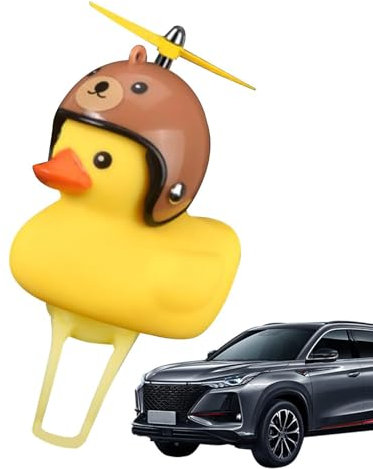 Gelbe Ente Auto Ornament Ente Fahrrad Bell Fahrradklingel Fahrraddekorationen Fahrradglocke Kinder Fahrrad Quietscheente Mit Helm | Die Süße Fahrradhupe Mit Helm Und Propeller Quietscheente