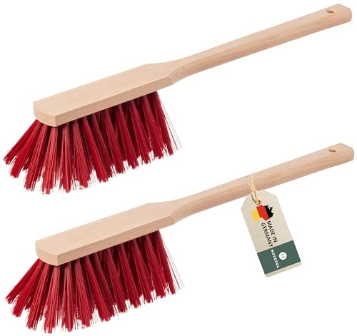 Handfeger Langer Stiel, 2er Set Handbesen Langer Stiel, Langstiel Handfeger | Handfeger mit langem Stiel, Made in Germany, Handfeger für Draußen, Garten, Langstiel Handkehrer, Handbesen