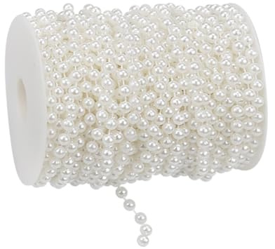 FSSTUD 15 m 8 mm Kunstperlenschnur, Perlengirlande, Rolle, künstliche Perlenkette, Bastelschnur, Perlen, runde Perlenstrang, Perlengirlande, Dekoration für Hochzeit, Weihnachtsbaum
