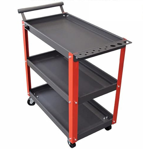 3-stufiger rollender Werkzeugwagen, mobiler Arbeitstisch, robuster Mehrzweckwagen, Servicewagen mit Rädern, Mechaniker-Werkzeugwagen, Werkzeug-Organizer, Lagerregal, für Garage/Lager/Werkstatt