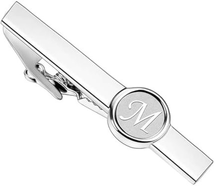 Pinces à cravate, Pince à cravate avec initiale M, Acier Inoxydable Pince à Cravate avec lettre de l'alphabet, Pince à Cravate Personnalisée Skinny, pour Homme, Affaires, Marié, Mariage, Argent