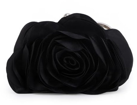Fecialy Damen Abendtasche Blumen Satin Clutch Taschen mit Kette Rose Muster Geldbörse Party Prom Handtaschen