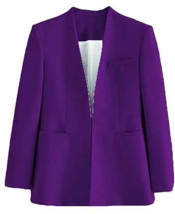 Donna Moda Vintage Semplice Blazer Cappotto Donna Vestiti Ufficio Formale Solido Manica Lunga Cappotto, Viola scuro, XS