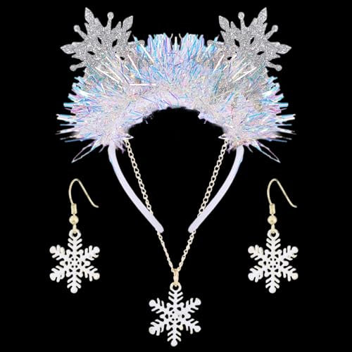 JeVenis Blätter Eiszapfen Haarreif Festival Kostüm Schneeflocken Haarschmuck Schneemann Stirnband für Feiertage Weihnachts Party Zubehör