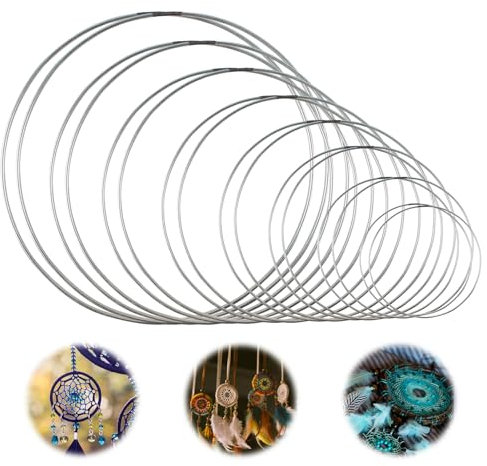 16 Stück Metall Makramee Reifen, Deko Ringe zum Aufhängen, Silber Metallringe 8 Formen, Metallringe Tafelaufsätze, Metallringe zum Basteln, Traumfänger Ringe, Metall Ringe Deko für Traumfänger Ring