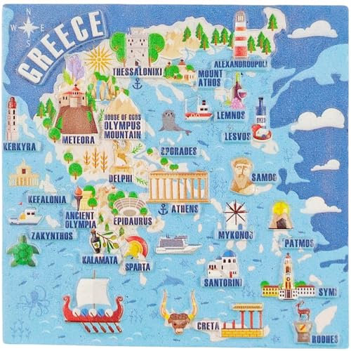Map Style Greece Fridge Magnet Tourist Souvenir Refrigerator Decoration Magnet Craft